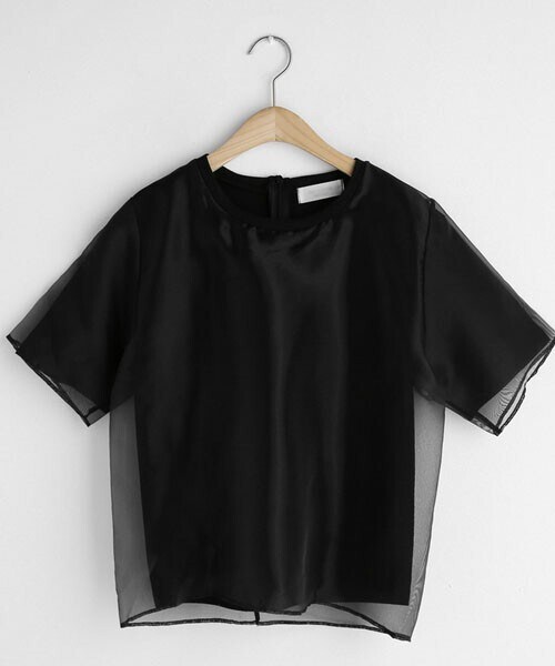 DHOLIC(ディーホリック)の「メッシュレイヤードTシャツ(Tシャツ/カットソー・レディース・ホワイト/ブラック/グレー・FREE)」の1枚目の写真