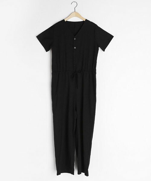 DHOLIC（ディーホリック）の「ボタンオールインワン（つなぎ/オールインワン・レディース・ベージュ/ブラック・FREE）」の2枚目の写真