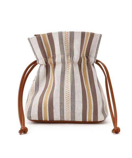 OZOC(オゾック)の「柄巾着2WAYショルダー(バッグ・レディース・ブラック(319)/ブラウン(342)・00(FREE))」の2枚目の写真