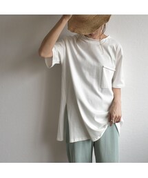 Lavish Gate | nh-tops-02157​　ポケット付き　カットオフ オーバーサイズ Tee　ホワイト　ダスティパープル　ブラック(Tシャツ/カットソー)