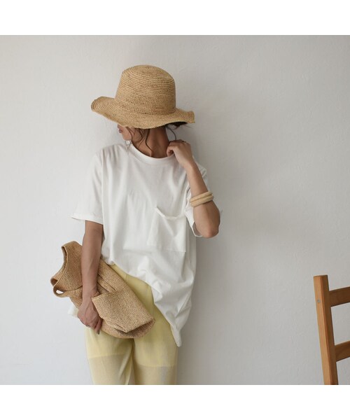 Lavish Gate(ラヴィッシュゲート)の「nh-tops-02157 ポケット付き カットオフ オーバーサイズ Tee ホワイト ダスティパープル ブラック(Tシャツ/カットソー・レディース・その他)」の2枚目の写真