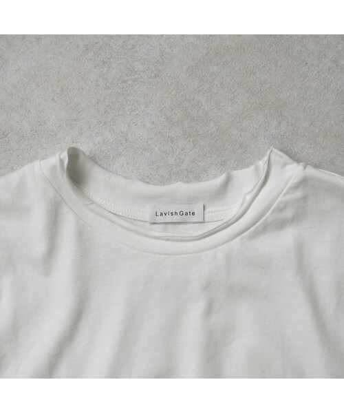 Lavish Gate(ラヴィッシュゲート)の「nh-tops-02157 ポケット付き カットオフ オーバーサイズ Tee ホワイト ダスティパープル ブラック(Tシャツ/カットソー・レディース・その他)」の14枚目の写真