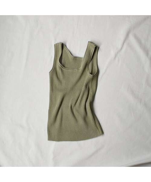 Lavish Gate（ラヴィッシュゲート）の「nh-tops-02165　リブタンクトップ　オフホワイト　ベージュ　ピスタチオ（タンクトップ・レディース・その他）」の11枚目の写真