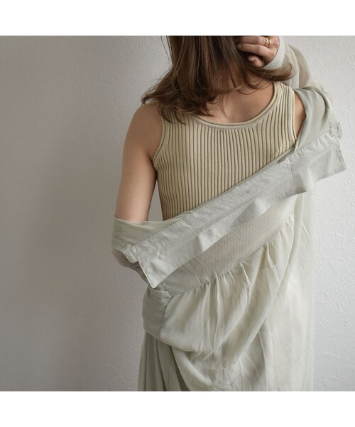 Lavish Gate（ラヴィッシュゲート）の「nh-tops-02165　リブタンクトップ　オフホワイト　ベージュ　ピスタチオ（タンクトップ・レディース・その他）」の6枚目の写真