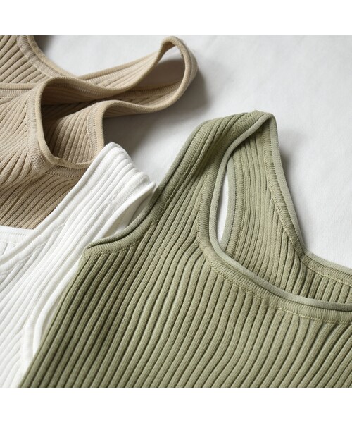 Lavish Gate（ラヴィッシュゲート）の「nh-tops-02165　リブタンクトップ　オフホワイト　ベージュ　ピスタチオ（タンクトップ・レディース・その他）」の8枚目の写真