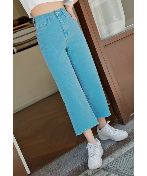 HOTPING（ホッピン）の「[CHOA]カットオフワイドカラーパンツ（その他パンツ・レディース・Grey/Blue/Black/Pink・S/M/L/XL/2XL/3XL）」の3枚目の写真