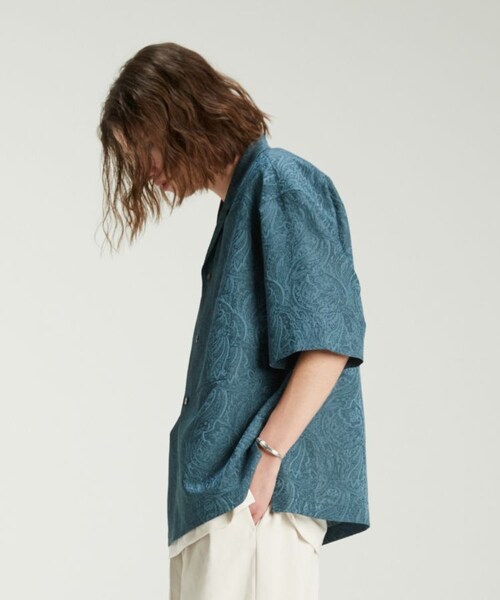 LIDNM（リドム）の「JACQUARD PAISLEY SHIRT（シャツ/ブラウス・メンズ・ブルー系・MEDIUM/LARGE）」の4枚目の写真