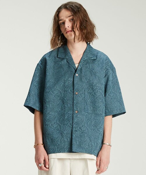 LIDNM（リドム）の「JACQUARD PAISLEY SHIRT（シャツ/ブラウス・メンズ・ブルー系・MEDIUM/LARGE）」の5枚目の写真