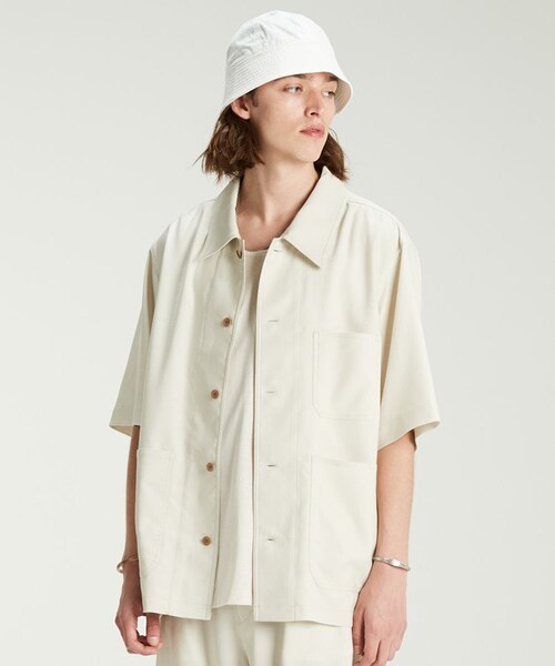 LIDNM（リドム）の「DRAPE WORK SHIRT（シャツ/ブラウス・メンズ・ホワイト系・MEDIUM/LARGE）」の2枚目の写真
