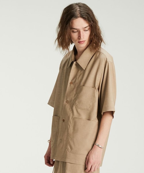 LIDNM（リドム）の「DRAPE WORK SHIRT（シャツ/ブラウス・メンズ・ベージュ系・MEDIUM/LARGE）」の2枚目の写真