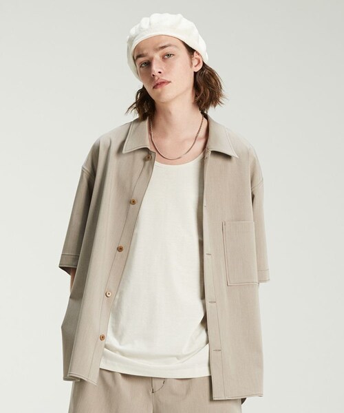 LIDNM(リドム)の「OVERSIZED MELANGE SHIRT(シャツ/ブラウス・メンズ・ベージュ系・MEDIUM/LARGE)」の2枚目の写真