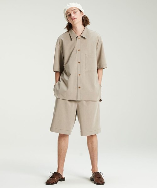 LIDNM(リドム)の「OVERSIZED MELANGE SHIRT(シャツ/ブラウス・メンズ・ベージュ系・MEDIUM/LARGE)」の6枚目の写真