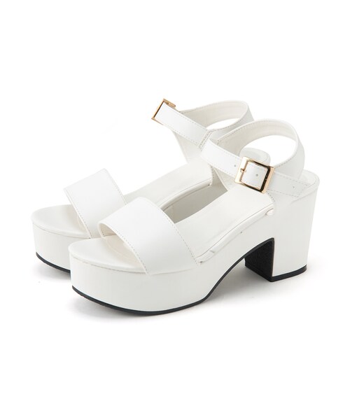 GRL（グレイル）の「レザーチャンキーサンダル（サンダル・レディース・ブラック/ホワイト・24.5）」の2枚目の写真