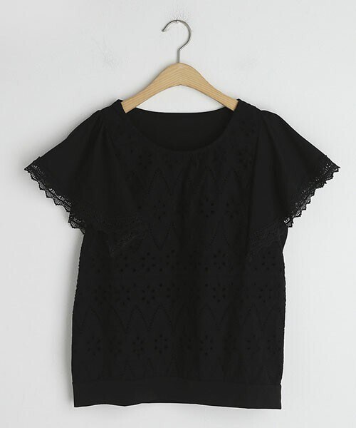 DHOLIC（ディーホリック）の「アイレットレースTシャツ（Tシャツ/カットソー・レディース・ホワイト/ブラック・FREE）」の2枚目の写真