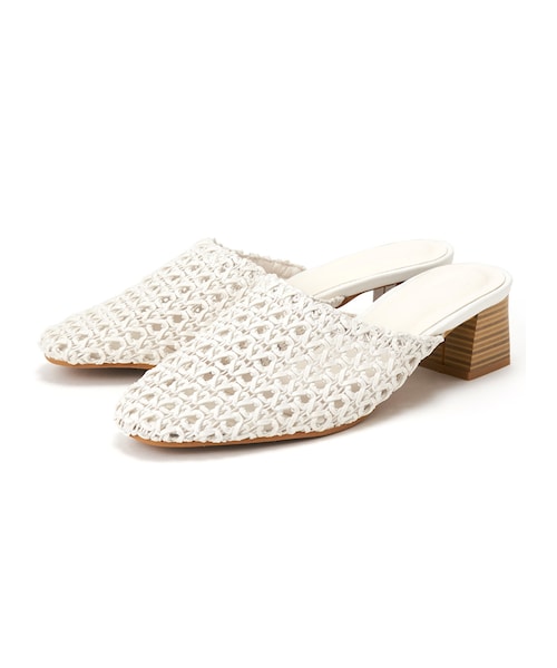 GRL（グレイル）の「メッシュローヒールサンダル（サンダル・レディース・ブラック/オフホワイト/ブラウン・24.5）」の2枚目の写真