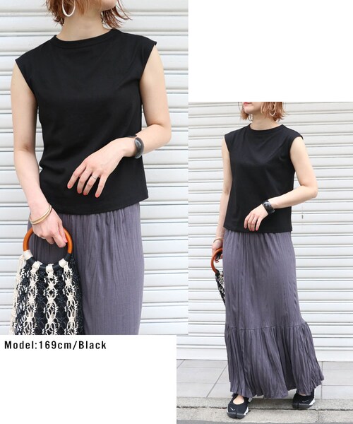 Sheson（シーズン）の「Sheson(シーズン)フレンチスリーブtシャツ（Tシャツ/カットソー・レディース・ブラウン/ブラック/ベージュ/ホワイト・FREE）」の7枚目の写真