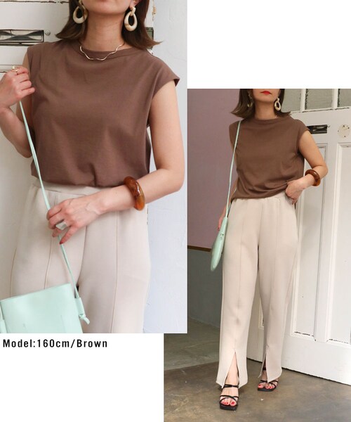 Sheson（シーズン）の「Sheson(シーズン)フレンチスリーブtシャツ（Tシャツ/カットソー・レディース・ブラウン/ブラック/ベージュ/ホワイト・FREE）」の8枚目の写真