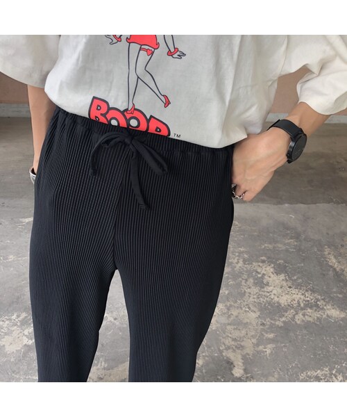 copine（コピン）の「7月9日再入荷！楽な着心地ウエストゴム！楊柳プリーツワイドパンツ(2color)【クリックポスト対象商品】（その他パンツ・レディース・その他）」の13枚目の写真