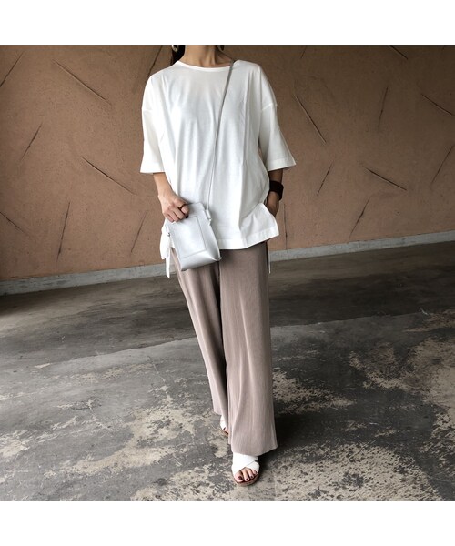 copine（コピン）の「7月9日再入荷！楽な着心地ウエストゴム！楊柳プリーツワイドパンツ(2color)【クリックポスト対象商品】（その他パンツ・レディース・その他）」の2枚目の写真