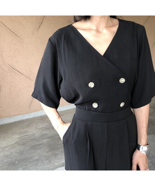 copine（コピン）の「大人リラックススタイル！レーヨンライクダブル釦5分袖ジャンプスーツ(3color)【クリックポスト対象商品】（つなぎ/オールインワン・レディース・その他）」の11枚目の写真