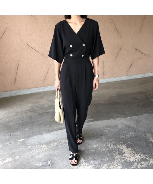 copine（コピン）の「大人リラックススタイル！レーヨンライクダブル釦5分袖ジャンプスーツ(3color)【クリックポスト対象商品】（つなぎ/オールインワン・レディース・その他）」の9枚目の写真