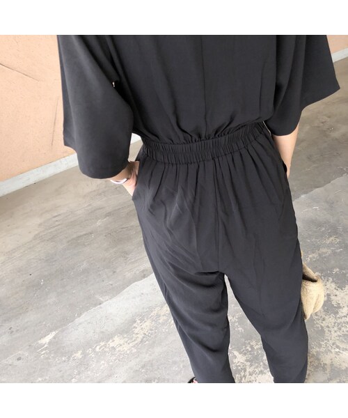 copine（コピン）の「大人リラックススタイル！レーヨンライクダブル釦5分袖ジャンプスーツ(3color)【クリックポスト対象商品】（つなぎ/オールインワン・レディース・その他）」の12枚目の写真