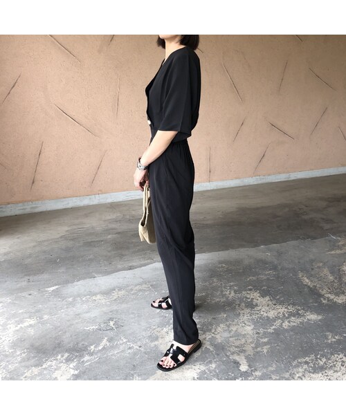 copine（コピン）の「大人リラックススタイル！レーヨンライクダブル釦5分袖ジャンプスーツ(3color)【クリックポスト対象商品】（つなぎ/オールインワン・レディース・その他）」の10枚目の写真