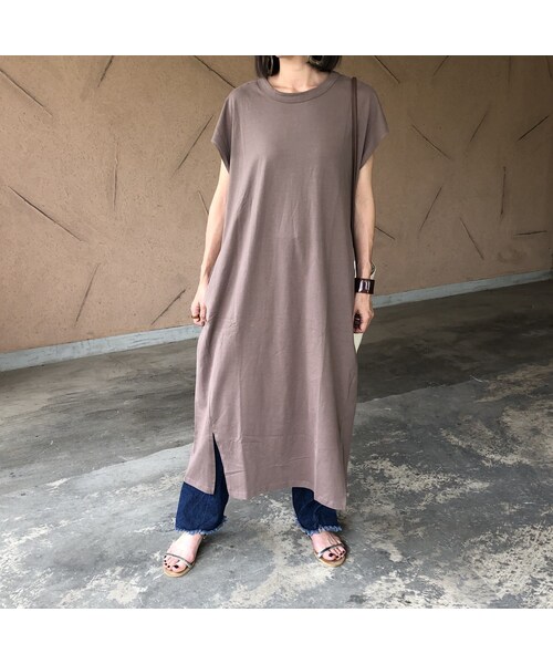 copine（コピン）の「ゆる可愛い！裾スリットフレンチスリーブTシャツワンピース(3color)【クリックポスト対象商品】（ワンピース・レディース・その他）」の3枚目の写真