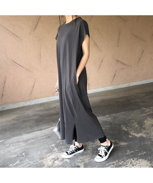 copine（コピン）の「ゆる可愛い！裾スリットフレンチスリーブTシャツワンピース(3color)【クリックポスト対象商品】（ワンピース・レディース・その他）」の12枚目の写真