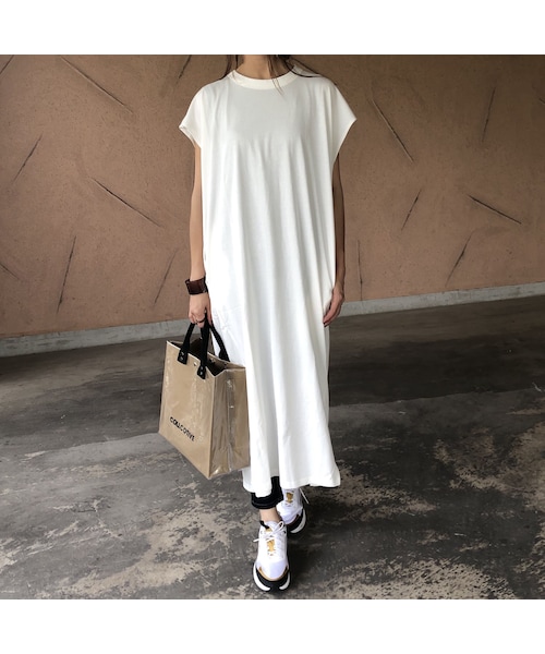 copine（コピン）の「ゆる可愛い！裾スリットフレンチスリーブTシャツワンピース(3color)【クリックポスト対象商品】（ワンピース・レディース・その他）」の7枚目の写真