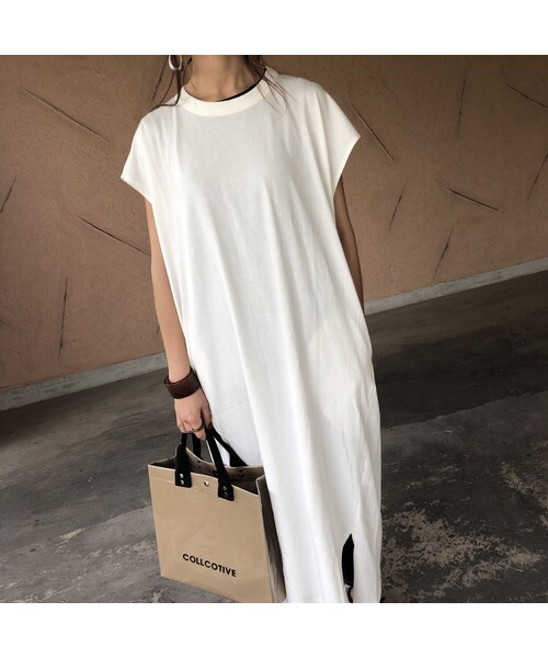 copine（コピン）の「ゆる可愛い！裾スリットフレンチスリーブTシャツワンピース(3color)【クリックポスト対象商品】（ワンピース・レディース・その他）」の9枚目の写真