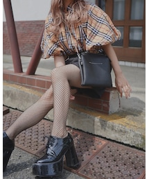 A.D.G | Beige Tartan Balloon Sleeve Check Shirts(シャツ/ブラウス)