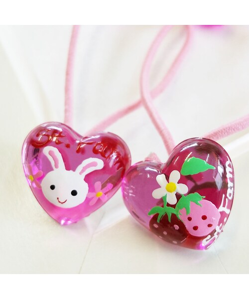 Handmade（ハンドメイド）の「ペイントハートヘアゴム（ピンク