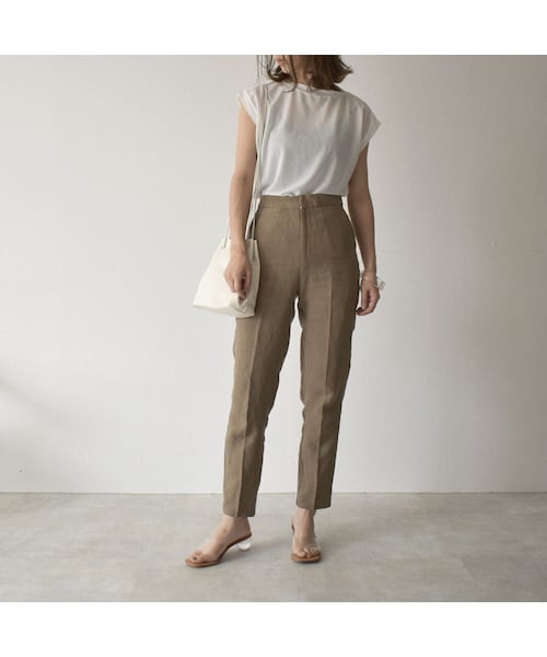Lavish Gate(ラヴィッシュゲート)の「bottoms-04026 日本製 リネン バックレースアップ パンツ モカ グレイッシュブルー(その他パンツ・レディース・その他)」の6枚目の写真