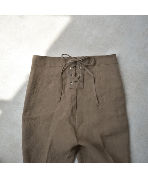 Lavish Gate(ラヴィッシュゲート)の「bottoms-04026 日本製 リネン バックレースアップ パンツ モカ グレイッシュブルー(その他パンツ・レディース・その他)」の14枚目の写真