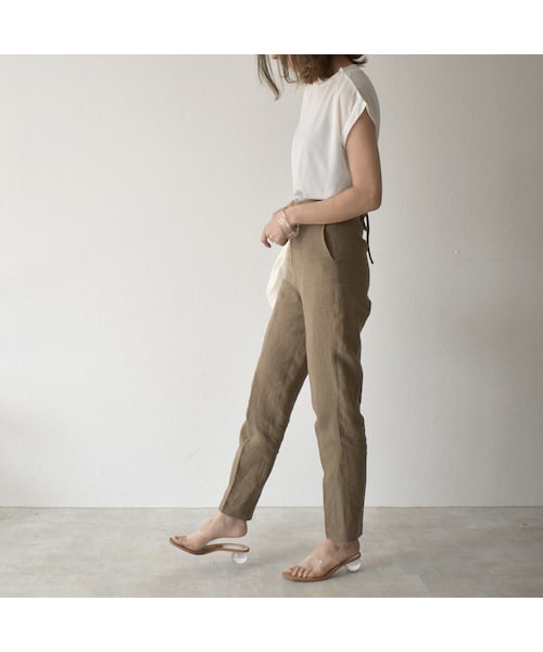 Lavish Gate(ラヴィッシュゲート)の「bottoms-04026 日本製 リネン バックレースアップ パンツ モカ グレイッシュブルー(その他パンツ・レディース・その他)」の9枚目の写真