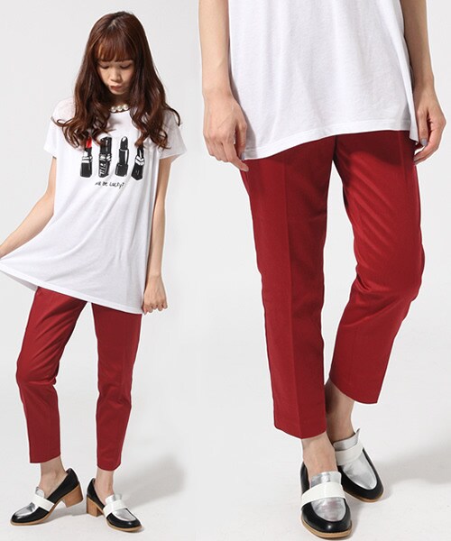 JEANASIS（ジーナシス）の「１４ＦＷムジガラトラウザー（パンツ・レディース・アイボリームジ/ブラックチェック/ボルドームジ/カモフラガラ/ハナガラ/ネイビームジ・S/M）」の3枚目の写真