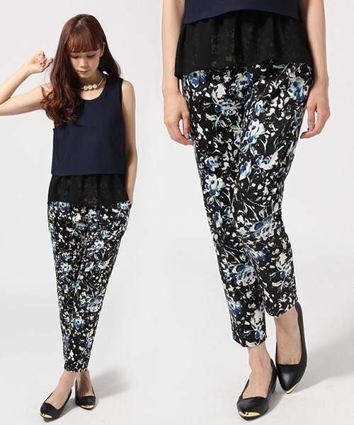 JEANASIS（ジーナシス）の「１４ＦＷムジガラトラウザー（パンツ・レディース・アイボリームジ/ブラックチェック/ボルドームジ/カモフラガラ/ハナガラ/ネイビームジ・S/M）」の5枚目の写真