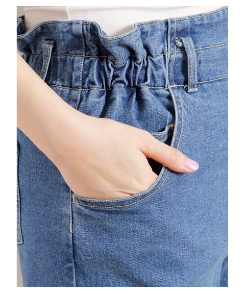 E hyphen world gallery（イーハイフンワールドギャラリー）の「ハイウエストショートパンツ（ショートパンツ・レディース・インディゴ/ライトインディゴ・F）」の7枚目の写真