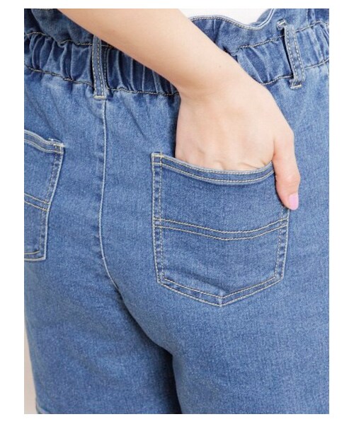 E hyphen world gallery（イーハイフンワールドギャラリー）の「ハイウエストショートパンツ（ショートパンツ・レディース・インディゴ/ライトインディゴ・F）」の8枚目の写真