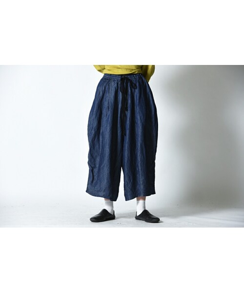 BISHOOL(ビシュール)の「BISHOOL Wash Linen Denim Big Pants(デニムパンツ・レディース・ブルー・F)」の1枚目の写真