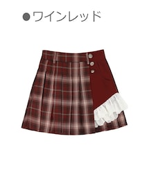 Bobon21 | レイヤードCODE風チェック柄ラップスカパン-全３色-(スカート)
