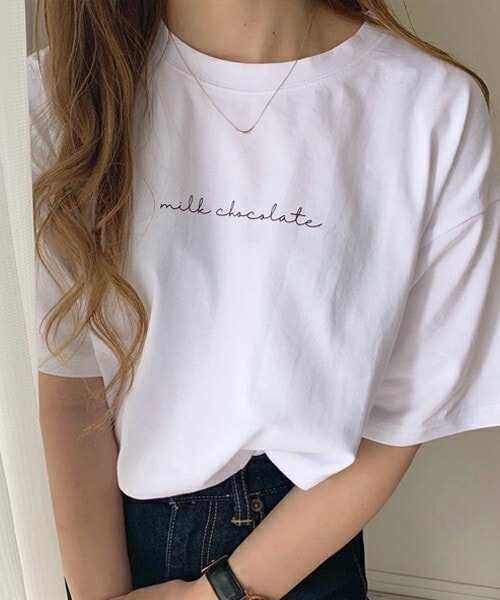 chocomee（チョコミー）の「みるくちょこTee（Tシャツ/カットソー・レディース・イエロー/ホワイト/ブラウン・FREE）」の2枚目の写真