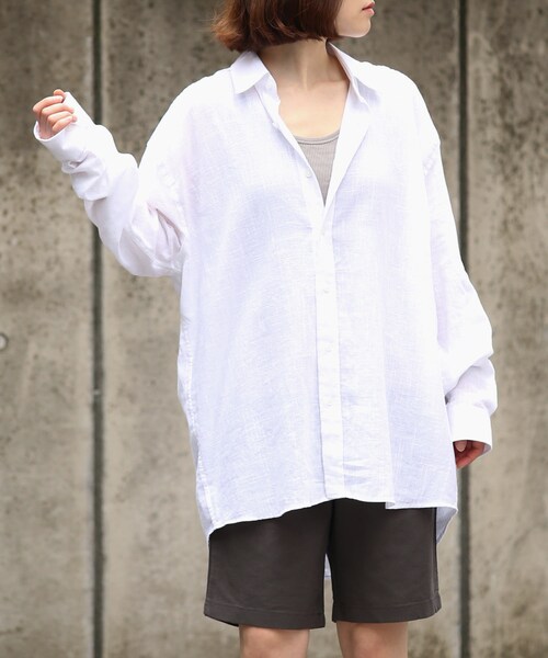 BOYSHE(ボーイシー)の「ラミーリネン ルーズシルエットシャツ ホワイト(シャツ/ブラウス・レディース・その他)」の9枚目の写真