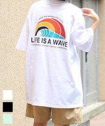 BOYSHE | THE WAVE バックプリント半袖Tシャツ　ホワイト(Tシャツ/カットソー)