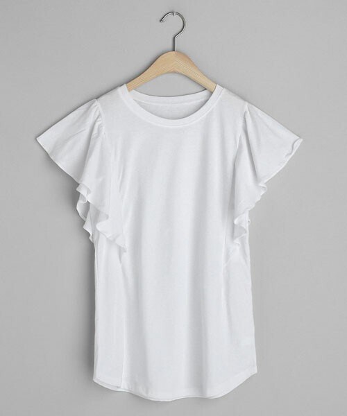 DHOLIC(ディーホリック)の「ラウンドネックラッフルTシャツ(Tシャツ/カットソー・レディース・ベージュ/ブラウン/グリーン/ブラック/ブルー/ホワイト・FREE)」の2枚目の写真