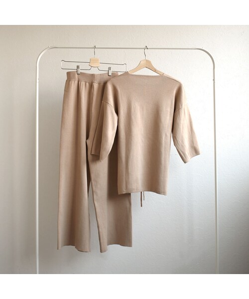 Lavish Gate(ラヴィッシュゲート)の「setup-02001 コットンニット セットアップ モカベージュ ブラック(Tシャツ/カットソー・レディース・その他)」の13枚目の写真