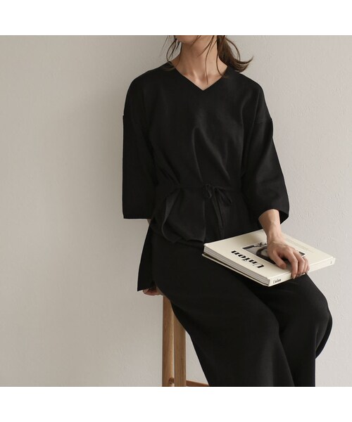 Lavish Gate(ラヴィッシュゲート)の「setup-02001 コットンニット セットアップ モカベージュ ブラック(Tシャツ/カットソー・レディース・その他)」の10枚目の写真