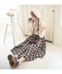 merrylatte | 【即納】ミモレ丈プリーツチェック柄スカート(スカート)