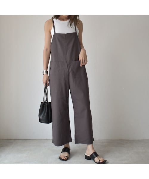 Lavish Gate（ラヴィッシュゲート）の「onepiece-02016　リネン混　サロペット　エクリュ　チャコール（ワンピース・レディース・その他）」の5枚目の写真